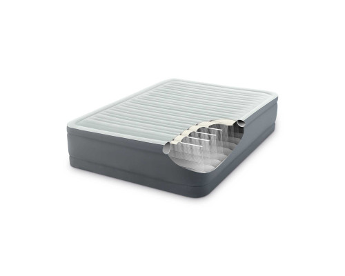 Надувний матрац INTEX 64906ND з насосом 203 х 152 х 46 см, сірий