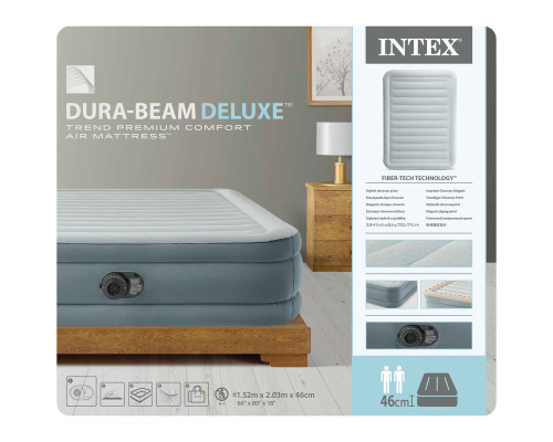 Матрац надувний INTEX 64824ND з насосом 203 х 152 х 46 см