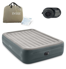 Матрац надувний Intex 64126ND 203x152x46 см сірий + насос
