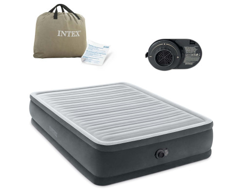 Матрац надувний Intex 64414ND 203x152x46 см сірий + насос Матрац надувний Intex 64414ND 203x152x46 см сірий + насос