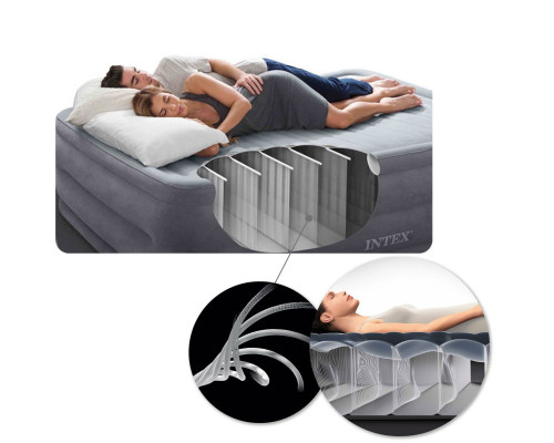 Матрац надувний Intex 64109 203х152х25 см, сіро-зелений