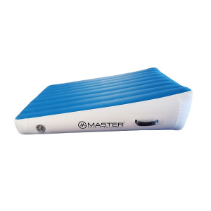 Надувний похилий мат MASTERJUMP 120 x 90 x 10-30 см - синьо-білий