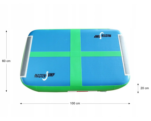 Мат гімнастичний надувний MASTER, 60 x 100 x 20 см, зелено-блакитний
