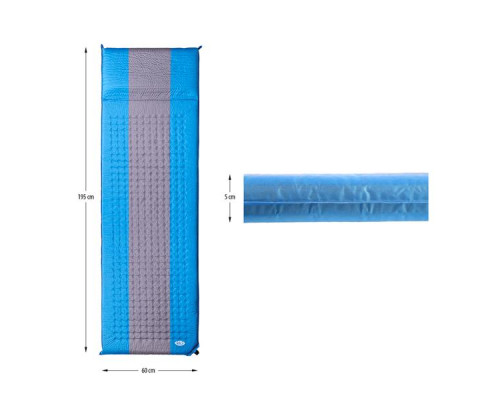 Килимок самонадувний NILS CAMP NC4340, 195 х 60 х 5 см - сіро-блакитний