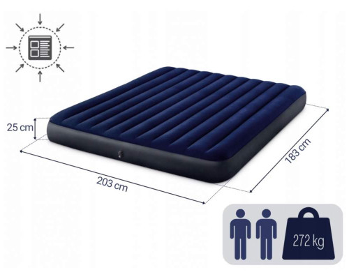 Матрац надувний Intex 64755 203x183x25 см, темно-синій