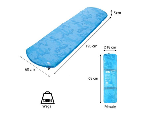 Килимок самонадувний NILS CAMP NC4062 195 х 60 х 5 см, блакитний