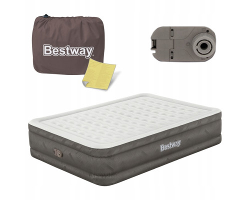 Матрац надувний Bestway 69050 з насосом 203 x 152 x 46 см, бежевий