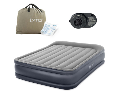 Матрац надувний Intex 64136ND 203x152x42 см, синьо-сірий