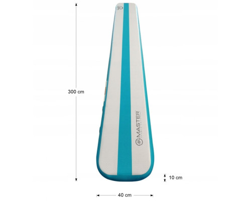 Мат гімнастичний надувний MASTER AirBeam, 300 x 40 x 10 см, сіро-блакитний