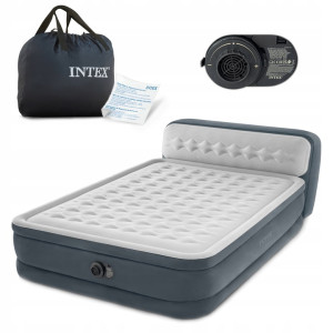 Матрац надувний INTEX 64448 з насосом 236 x 152 x 46 см, сірий