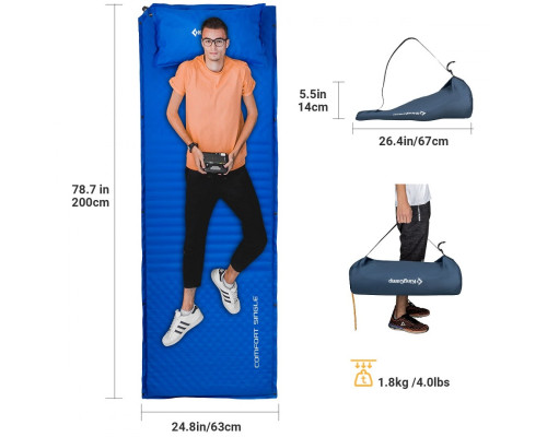 Матрац самонадувний KingCamp Comfort Single 198х63х4 см, бежевий