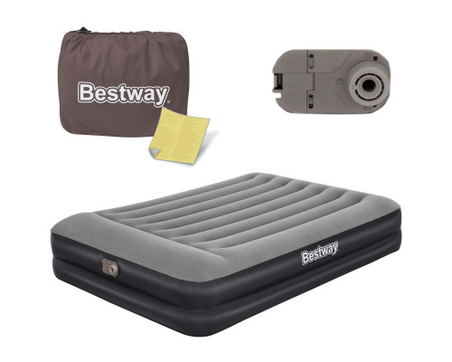 Матрац надувний Bestway 67403 з вбудованим насосом 203x152 см, чорно-сірий