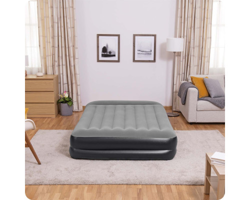 Матрац надувний Bestway 67403 з вбудованим насосом 203x152 см, чорно-сірий