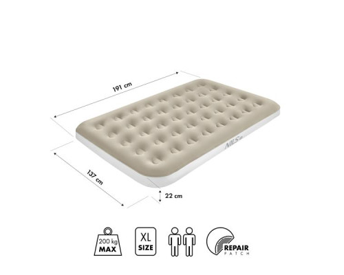 Матрац надувний двомісний NILS CAMP NC2802 191 х 137 х 22 см, бежевий