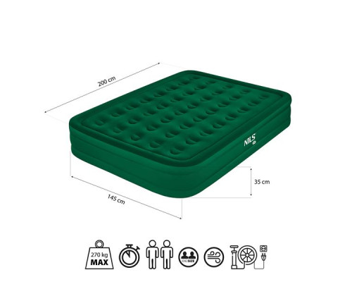 Матрац надувний двомісний NILS CAMP NC2808 з електронасосом 200 х 145 х 35, зелений