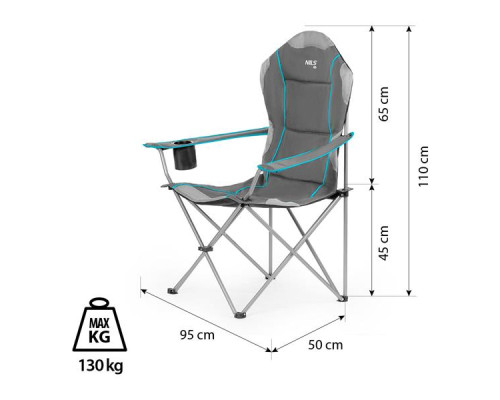 Крісло для кемпінгу NILS CAMP NC3080, сіре