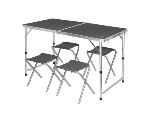 Стіл розкладний NILS CAMP NC1633 з 4 стільцями, темно-сірий