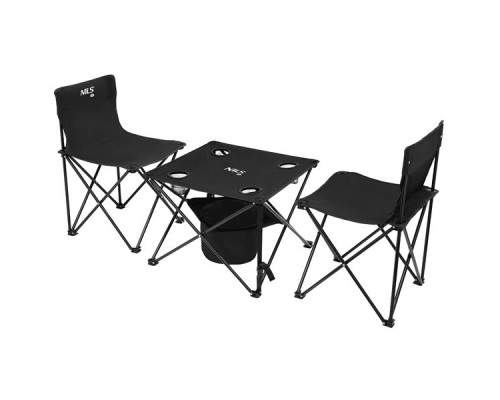 Стіл розкладний NILS CAMP NC3304 з 2 стільцями, чорний