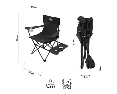 Крісло для кемпінгу NILS CAMP NC3301, чорне