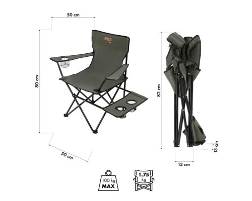 Крісло для кемпінгу NILS CAMP NC3301, хакі