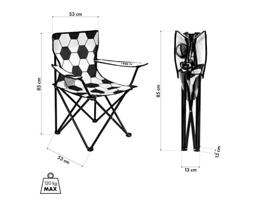 Крісло для кемпінгу NILS CAMP NC3303, чорно-біле