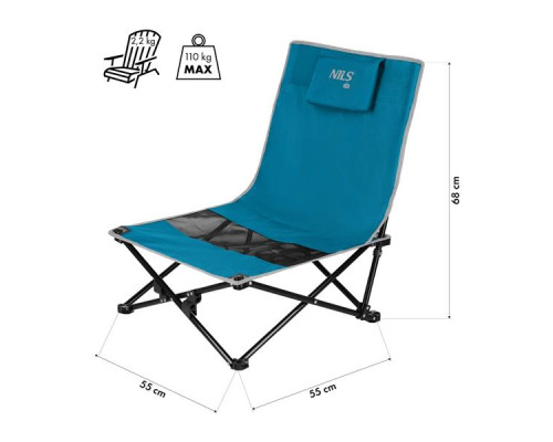 Крісло для кемпінгу NILS CAMP NC3306, синьо-сіре