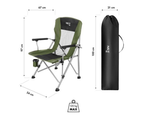 Крісло для кемпінгу NILS CAMP NC3701, зелене