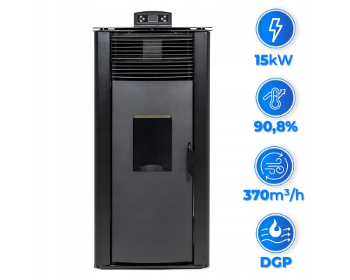 Пелетна піч-камін THUNDER GAREN BLACK 15 кВт