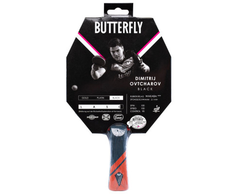Ракетка для настільного тенісу BUTTERFLY DIMITRIJ OVTCHAROV BLACK, чорно-червона