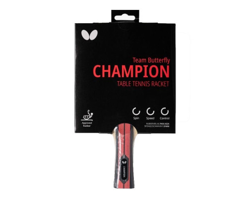 Ракетка для настільного тенісу BUTTERFLY Champion Team, чорно-червона