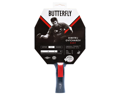 Ракетка для настільного тенісу BUTTERFLY Ovtcharov Ruby, чорно-червона