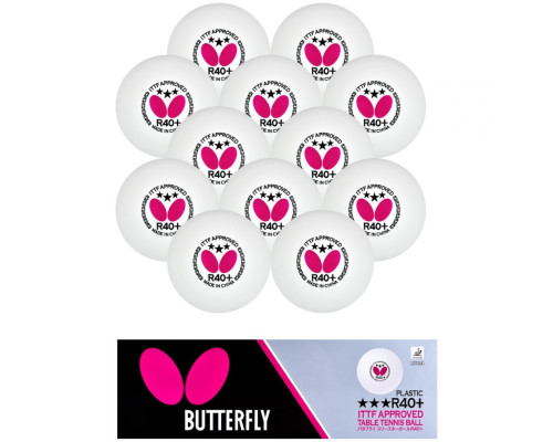 М'ячі для настільного тенісу BUTTERFLY 12 шт, білий