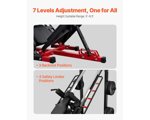 Жим ногами VEVOR HM1904, чорно-червоний