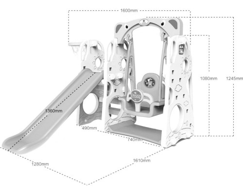 Дитяча гірка 3в1 Ramiz, 128 x 161 x 124 см - фіолетово-біла