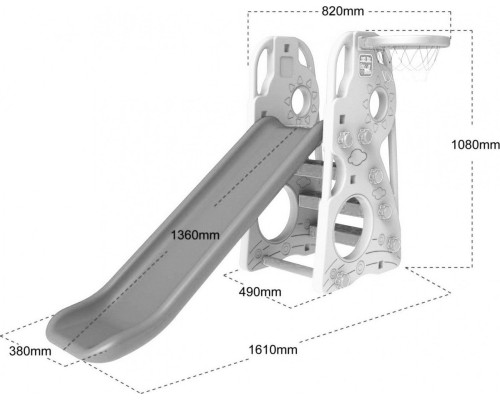 Дитяча гірка 3в1 Ramiz, 128 x 161 x 124 см - фіолетово-біла