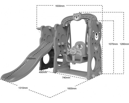 Дитяча гірка 3в1 Ramiz, 131 x 160 x 126 см - фіолетово-біла