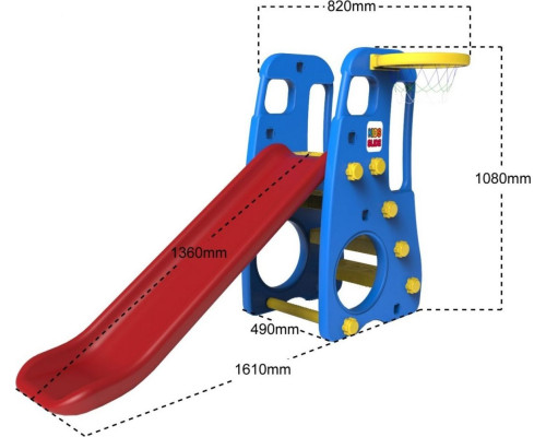 Дитяча гірка 3в1 Ramiz ZOG.TB-201A, 128 x 161 x 124 см - різнокольорова