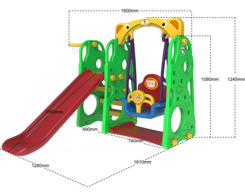 Дитяча гірка 3в1 Ramiz ZOG.CHD-101, 128 x 161 x 124 см - різнокольорова