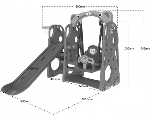 Дитяча гірка 3в1 Ramiz ZOG.CHD-101, 128 x 161 x 124 см - різнокольорова
