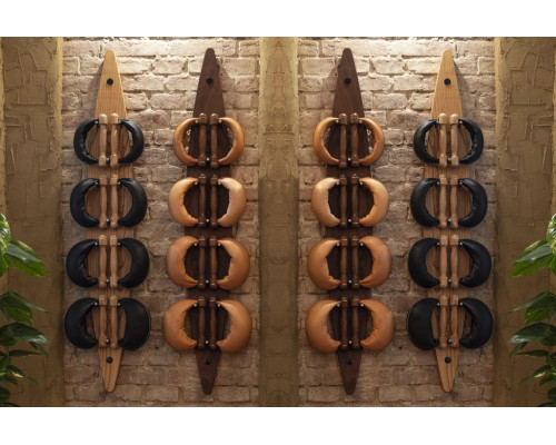 Гантелі з підставкою NOHRD Classic Walnut Leather 2-8 кг