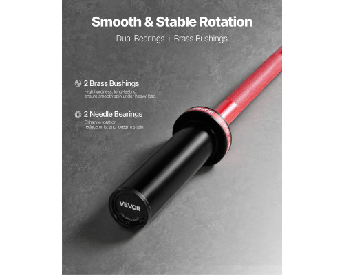 Гриф гантельний VEVOR 120 см, червоний