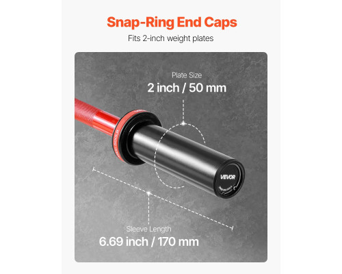 Гриф гантельний VEVOR 120 см, червоний