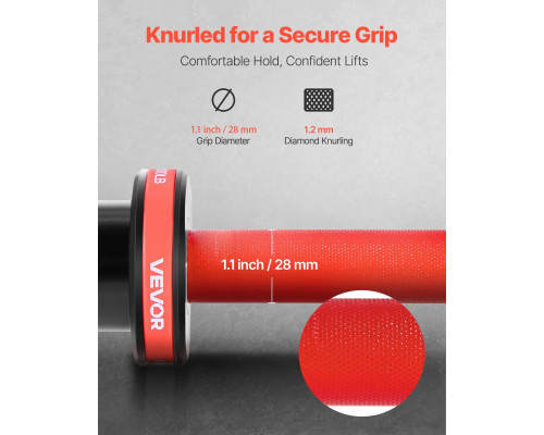 Гриф гантельний VEVOR 453,59 кг, червоний