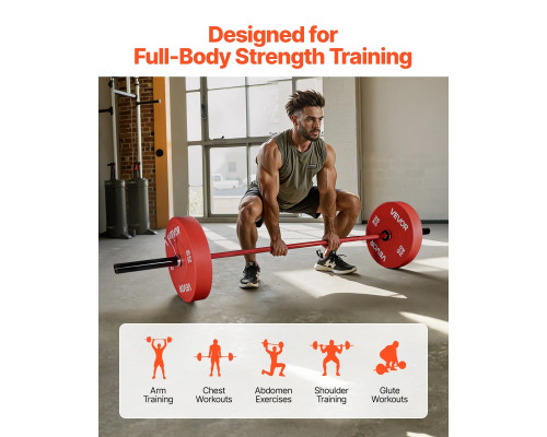 Гриф гантельний VEVOR 453,59 кг, червоний