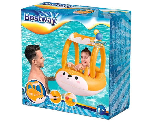 Пліт надувний з навісом Bestway 34168 Лисичка, 94 х 66 см