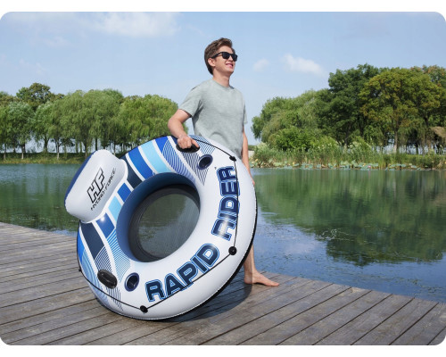 Коло надувне зі спинкою Bestway Rapid Rider 43116 синьо-біле, 132 см