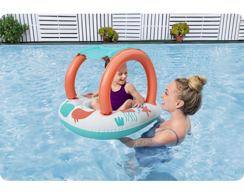 Пліт надувний пляжний Bestway 34203 з дахом 87 х 67 см, помаранчево-бірюзовий