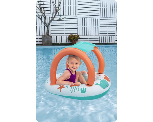 Пліт надувний пляжний Bestway 34203 з дахом 87 х 67 см, помаранчево-бірюзовий