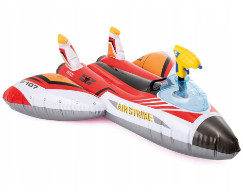 Пліт надувний з водяним пістолетом INTEX 57536 Літак червоний, 117 х 117 см