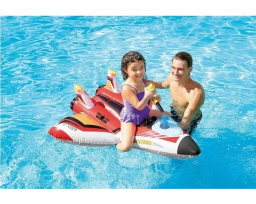 Пліт надувний з водяним пістолетом INTEX 57536 Літак червоний, 117 х 117 см